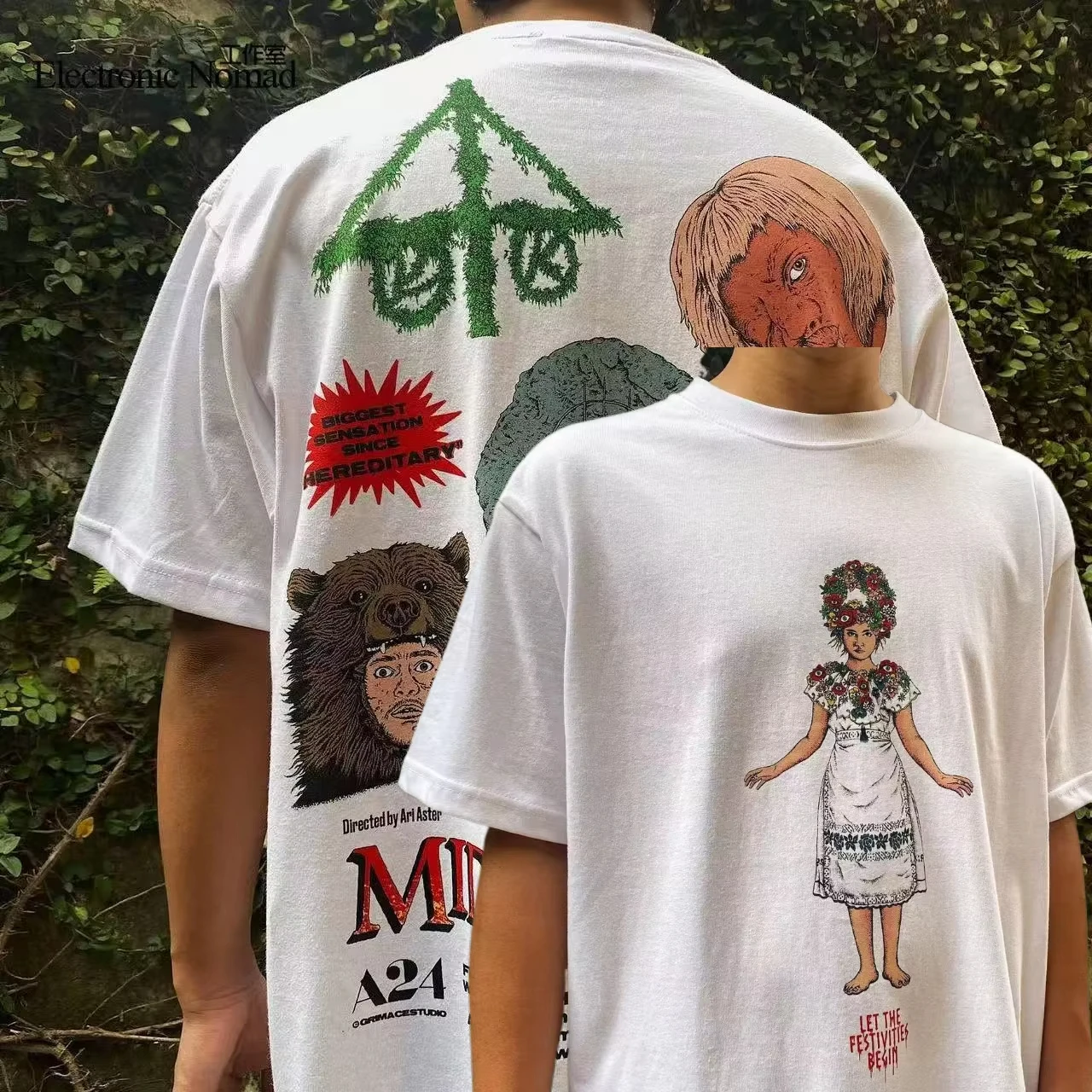 EN غسل ماستر منتصف الصيف كابوس Midsommar الأمريكية الرجعية قصيرة الأكمام تي شيرت شارع العليا 90s لا الاصطدام الشارع الشهير