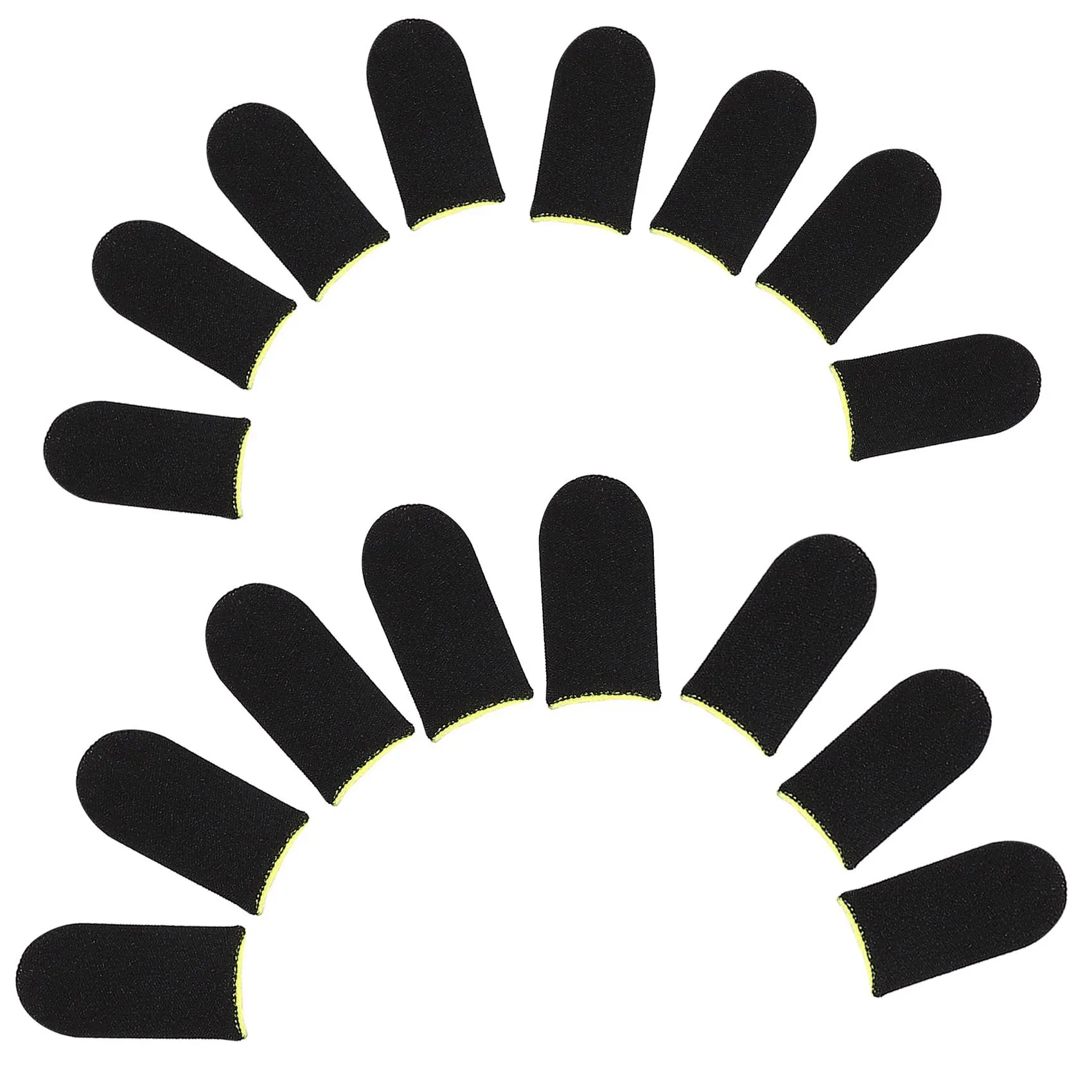 AA84 18-Pin คาร์บอนไฟเบอร์ปลอกนิ้วสําหรับ PUBG Mobile เกมกดหน้าจอปลอกนิ้วสีดําและสีเหลือง (44 ชิ้น)