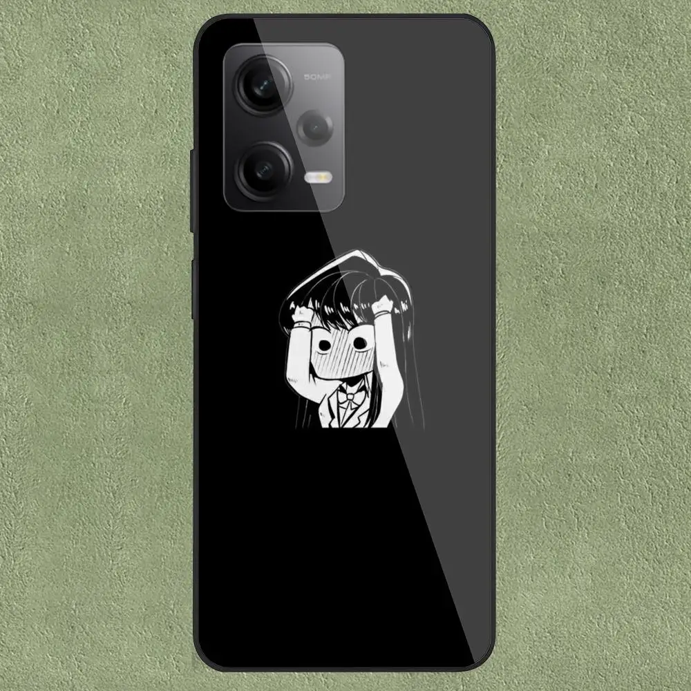 K_komi C_can't C_communicate Phone Case For Redmi Note 13 Pro Plus 12 11 A3X A1 A2 13C 12C Black Glass Cases