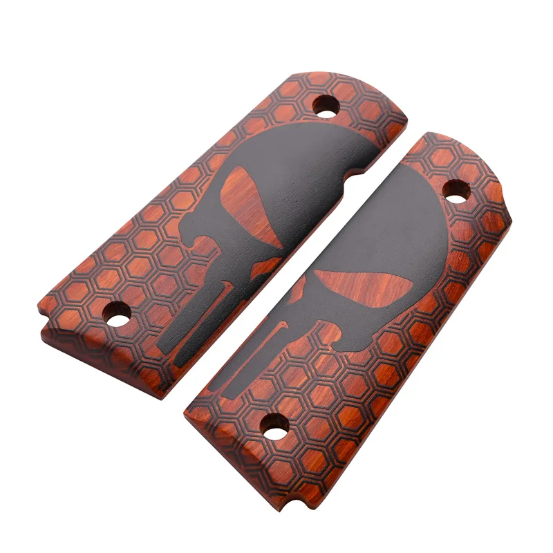 Fullsize 1911 Grips with Wood of Natural Color and Texture Add Black Color Coating Perfect Assembly