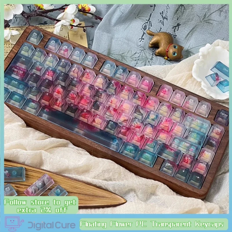 

Плавающий цветок, прозрачные колпачки для ПК, цветочный мир, 3d печать, индивидуальные механические колпачки для клавиш, креативные подарки