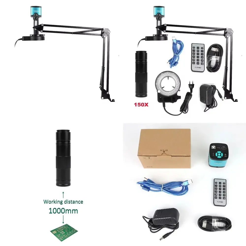 Hot Sale Yi Zhan Recording 48MP 4K Video Record Microscope Arm Stander with 150X Lens and LED Light