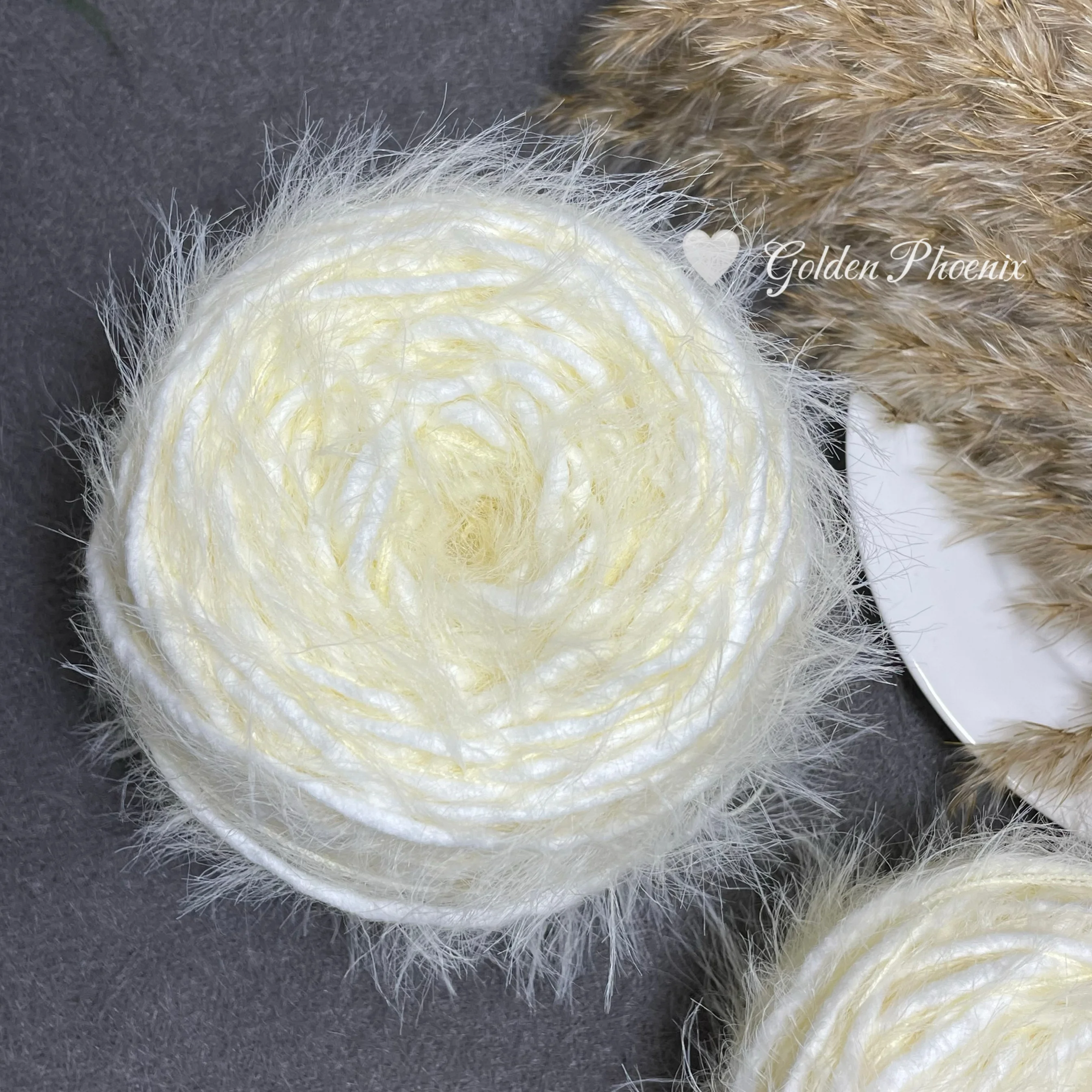 Soft and Creamy White Hand Mixed Thread, Mink Fur Is Skin Friendly, Woven Material DIY Scarf, Bag, Hat,Card Sleeve 50g Wool Yarn