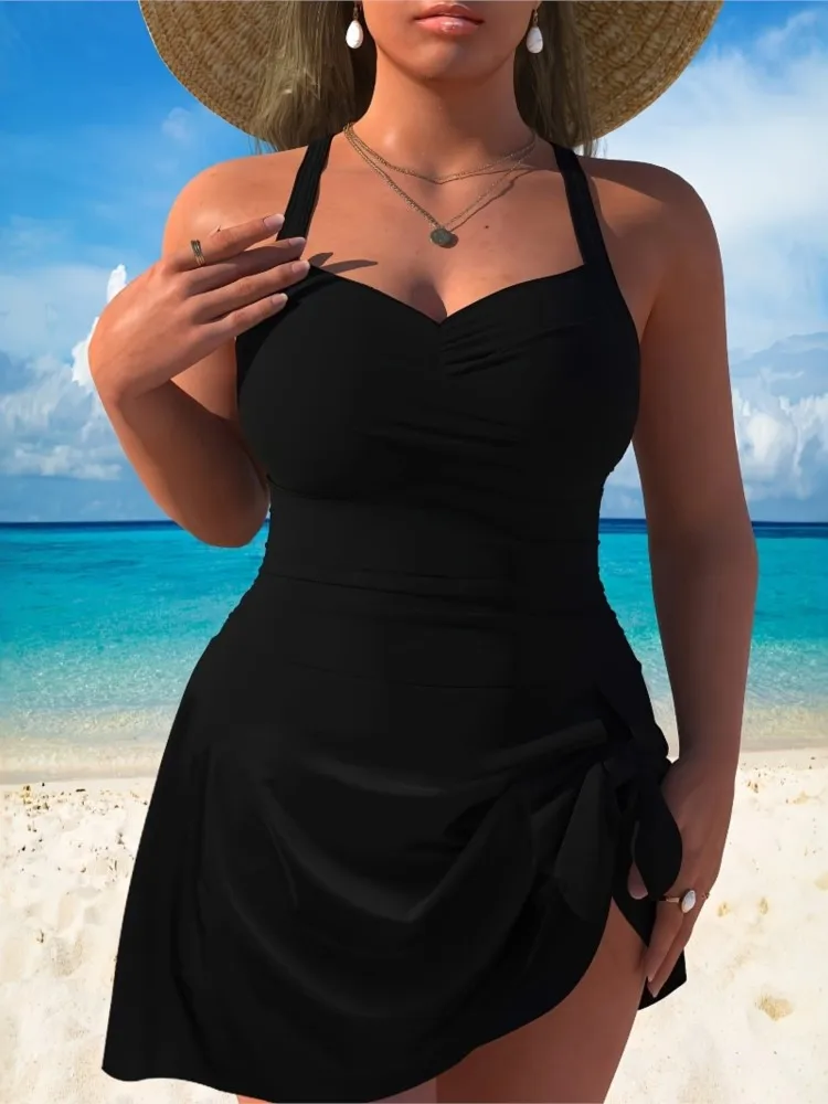 One Piece Plus Size High Waist Bikini Women Push Up Large Size Swimsuit Summer Mujer Big Size Tummy Control Swimwear Bikini Sets