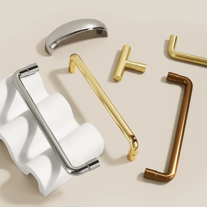 Modern Bright Chorme Cabinet Pulls French Solid Drawer Knobs Long Pulls Furniture Handles for Home Wardrobe Cupboard Decor