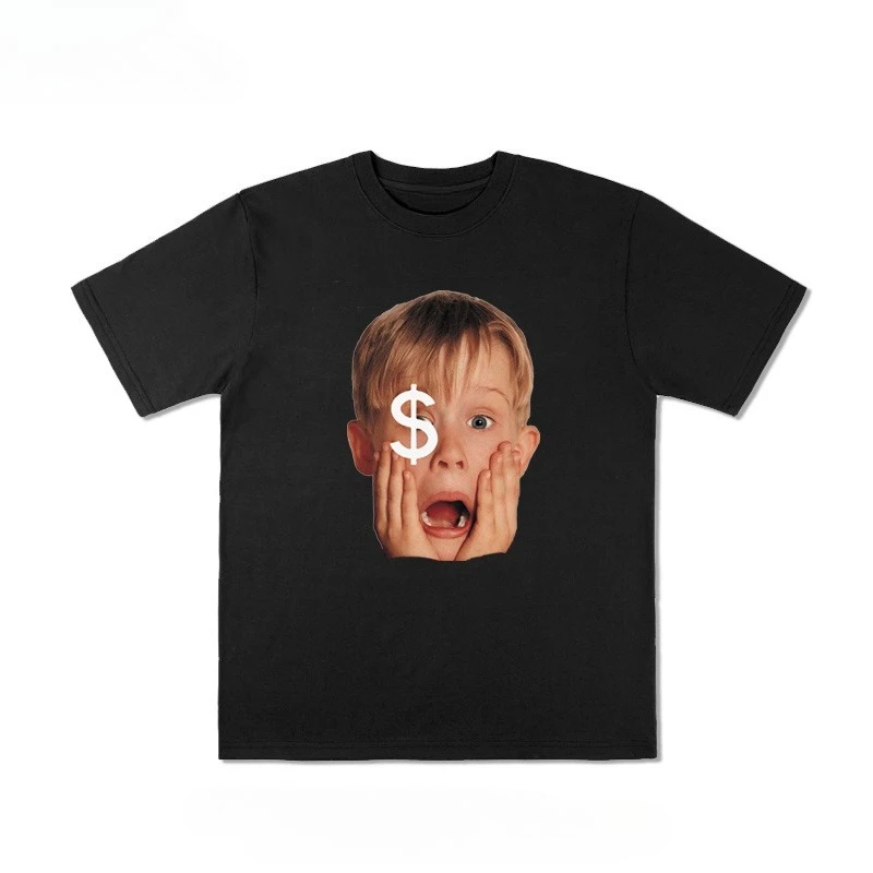 Mocking Head Portrait Loose Men-women Couple Short-sleeved T-shirt As Base Layer Pure Cotton Short-sleeved Shirt