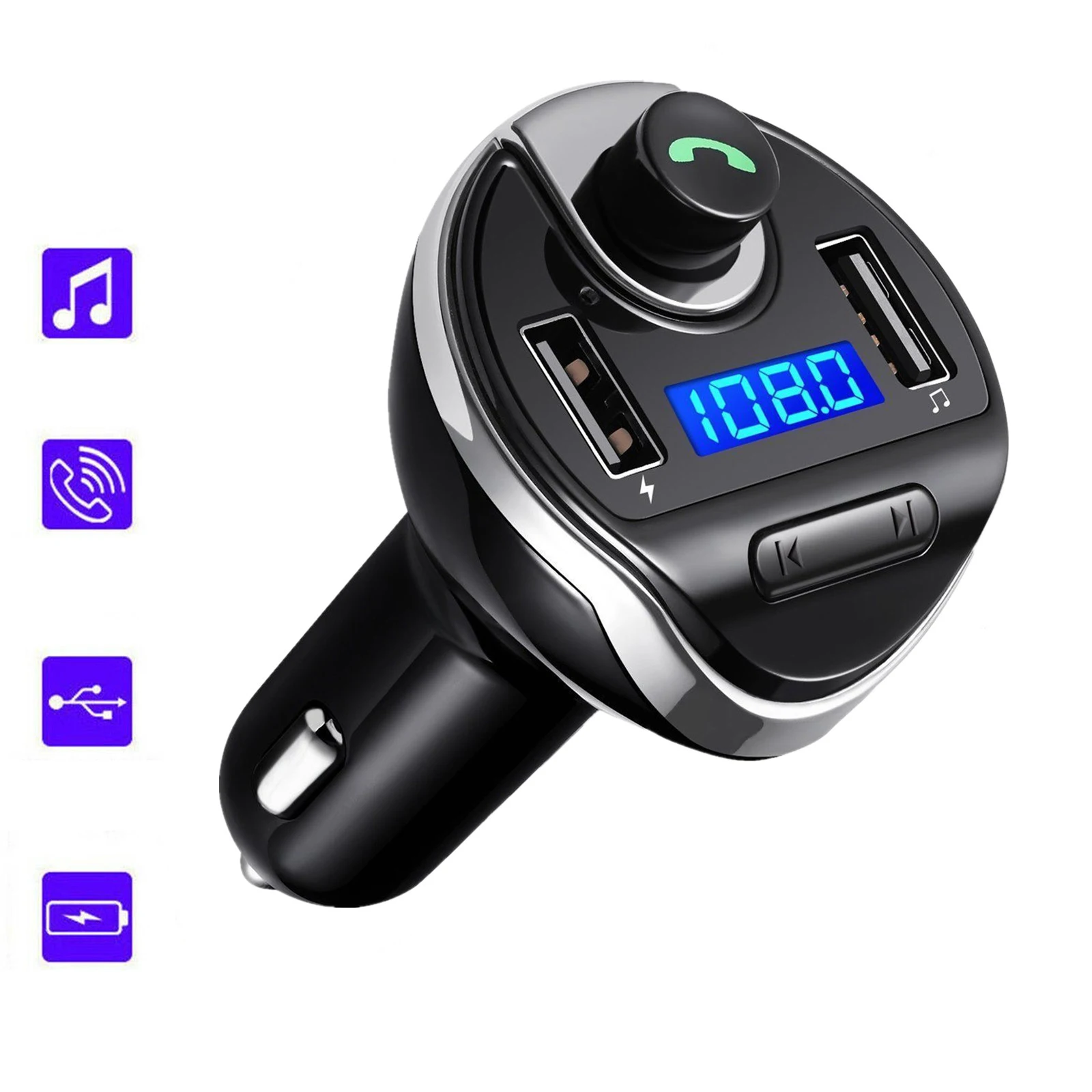 

Hands-free Transmitter Mp3 Fm Player In-car Radio Carcharger Launcher