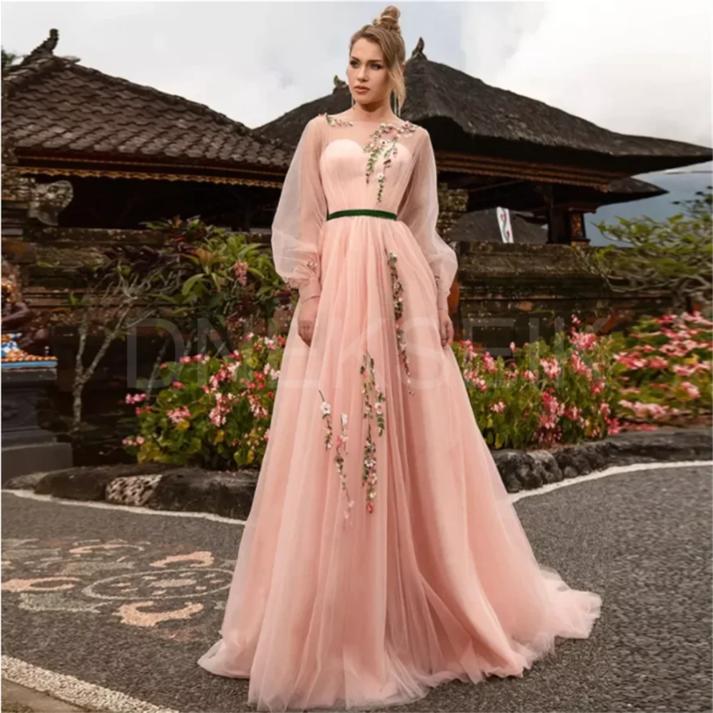 

2023 Strapless with Sashes Eveing Dress PCharming Tulle Applique Full Sleeveless arty for Women vestidos de noche