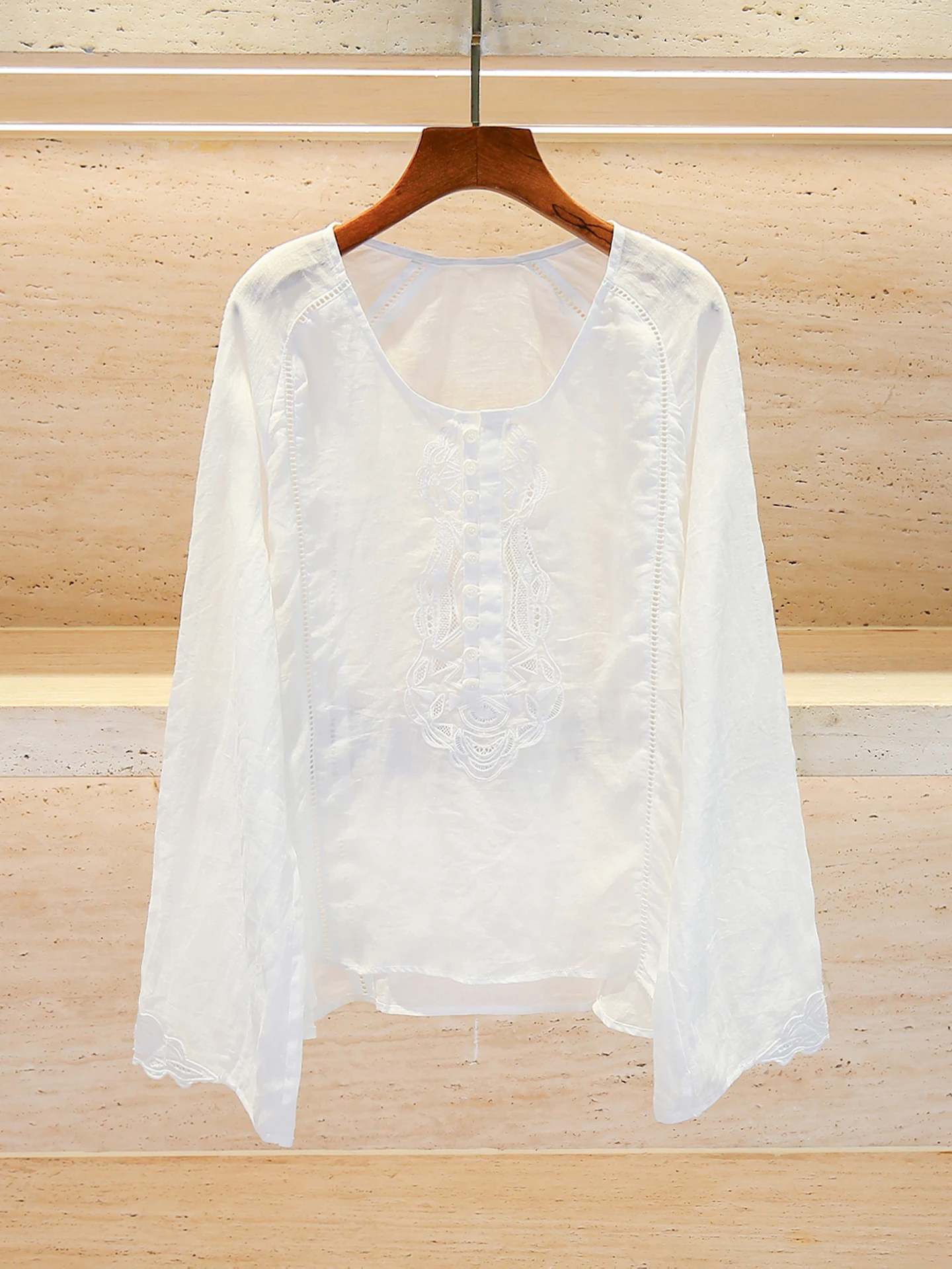 

Ele Embroidered Hollow out Loose Casual Versatile Women's irt Top for Summer 2025 by Nan You High End Faion Brand