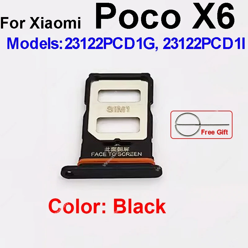 Sim Card Tray Slot For Xiaomi Poco X6 X6 Pro X6 Neo Poco F6 F6 Pro SIM Card Slot Card Reader Holder Replacement Replacement