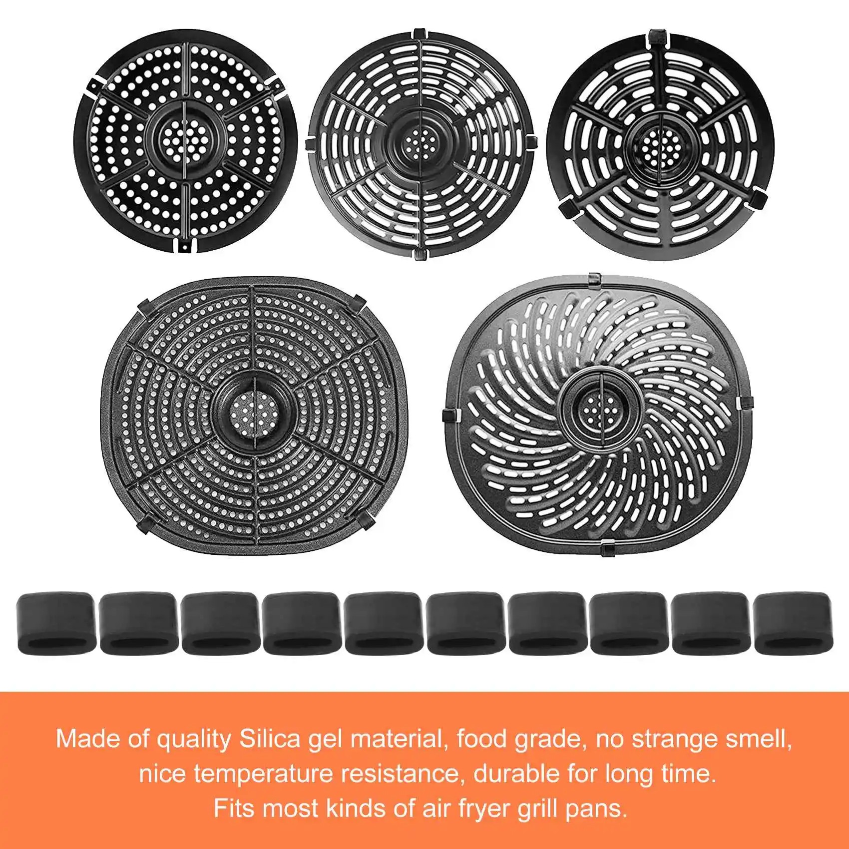 HLZS-Air Fryer Rubbers Bumpers Fit Power Air Fryer Crisper Plate Air Fryer Replac Protective Covers For Air Fryer Grill Pan