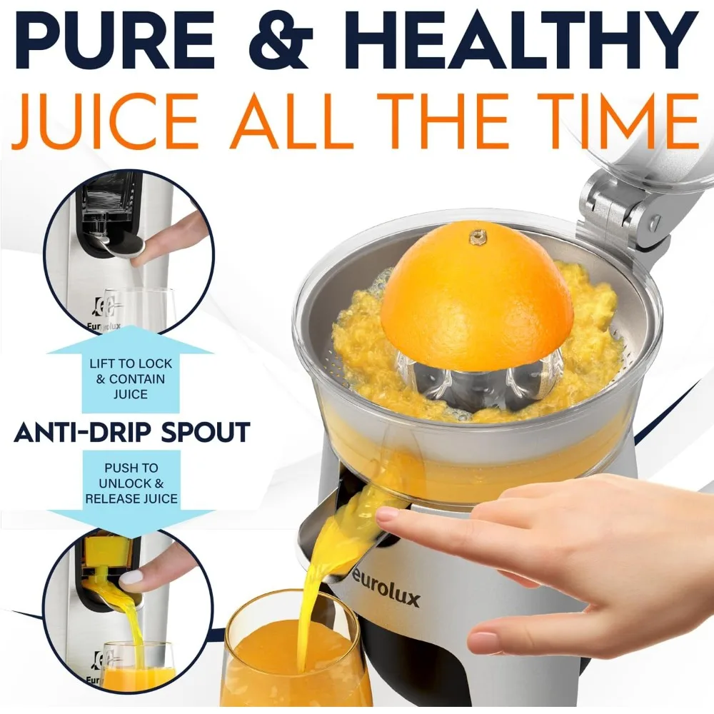 

Die Cast Stainless Steel Electric Citrus Juicer Squeezer,With 2 Stainless Steel Filter Sizes for Pulp Control