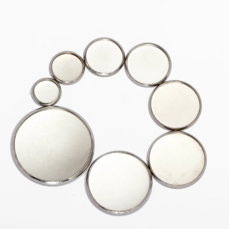 20pcs Stainless Steel Round Settings Cabochon Base Bezel Trays Blank Fit 8/10/12/14/16/18/20/25mm Cabochons Cameo DIY Jewelry B