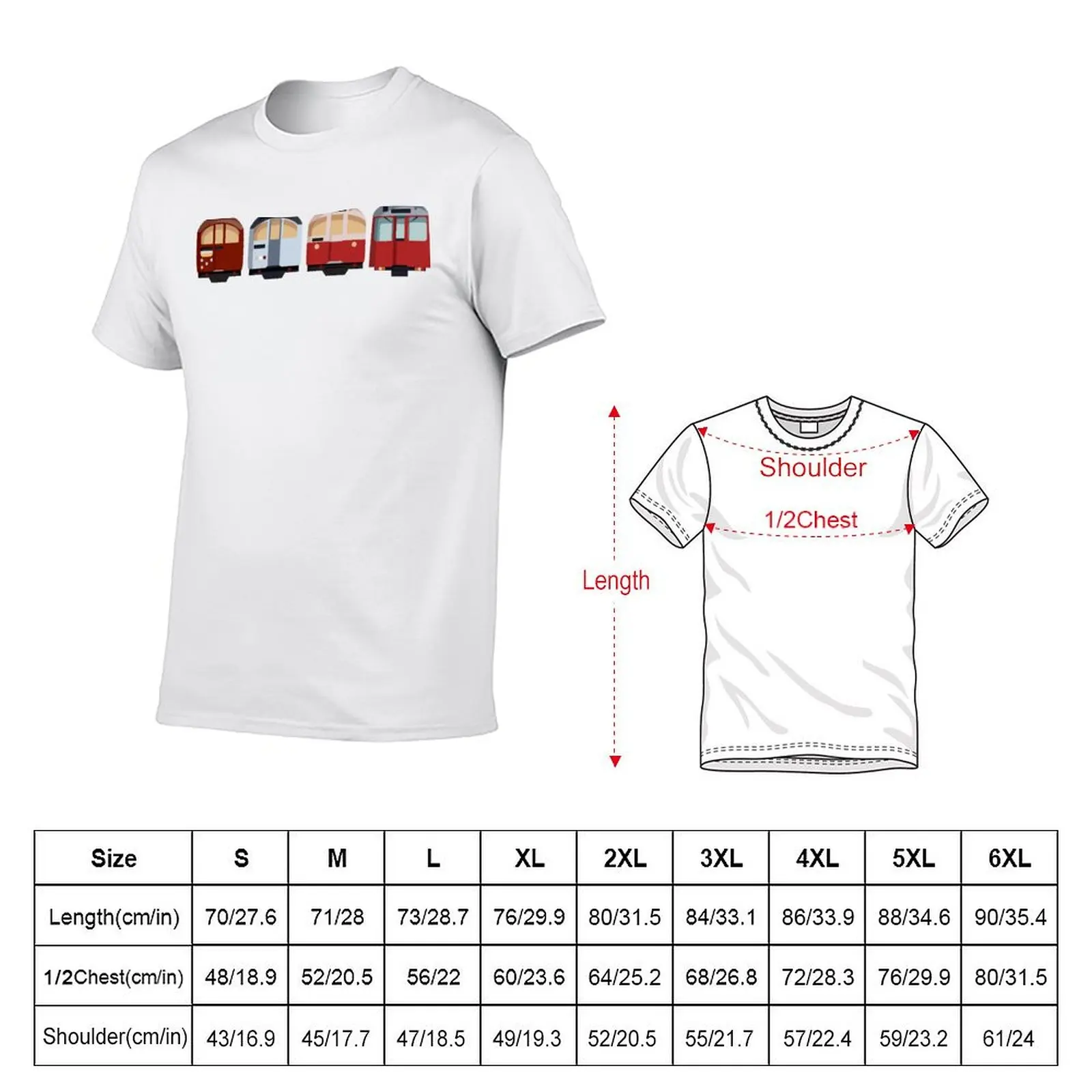 Horizontal Old Vintage London Tube Trains, Together, Stock Underground Train Silver Red Vintage Minimal T-Shirt