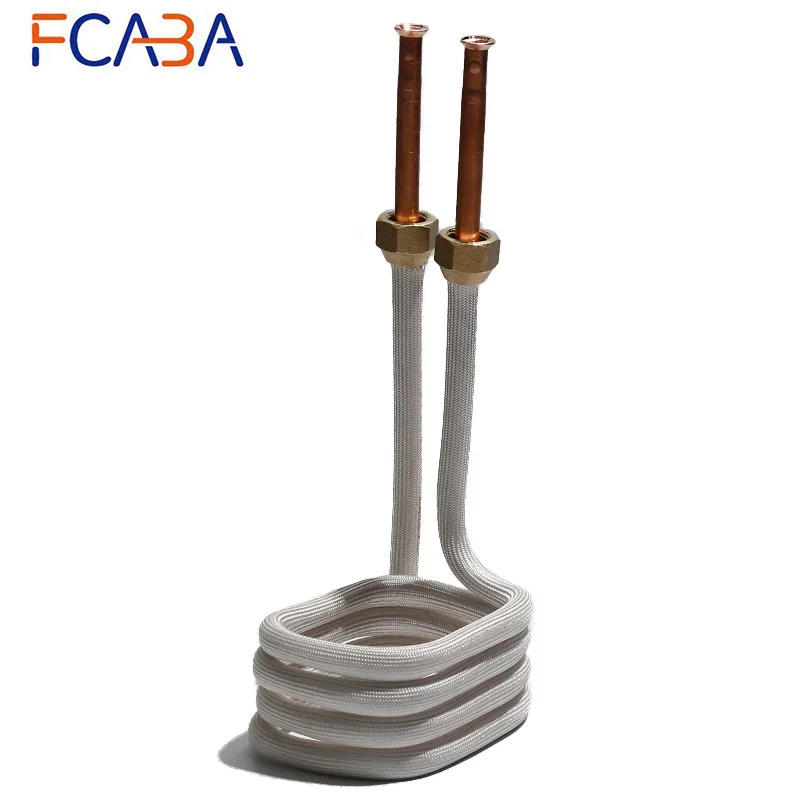 FCABA High-Frequency Heating Coil M14 Thread Copper Square-Type 50x65mm Four Circle 8mm Tube High Temperature Resistance Coil