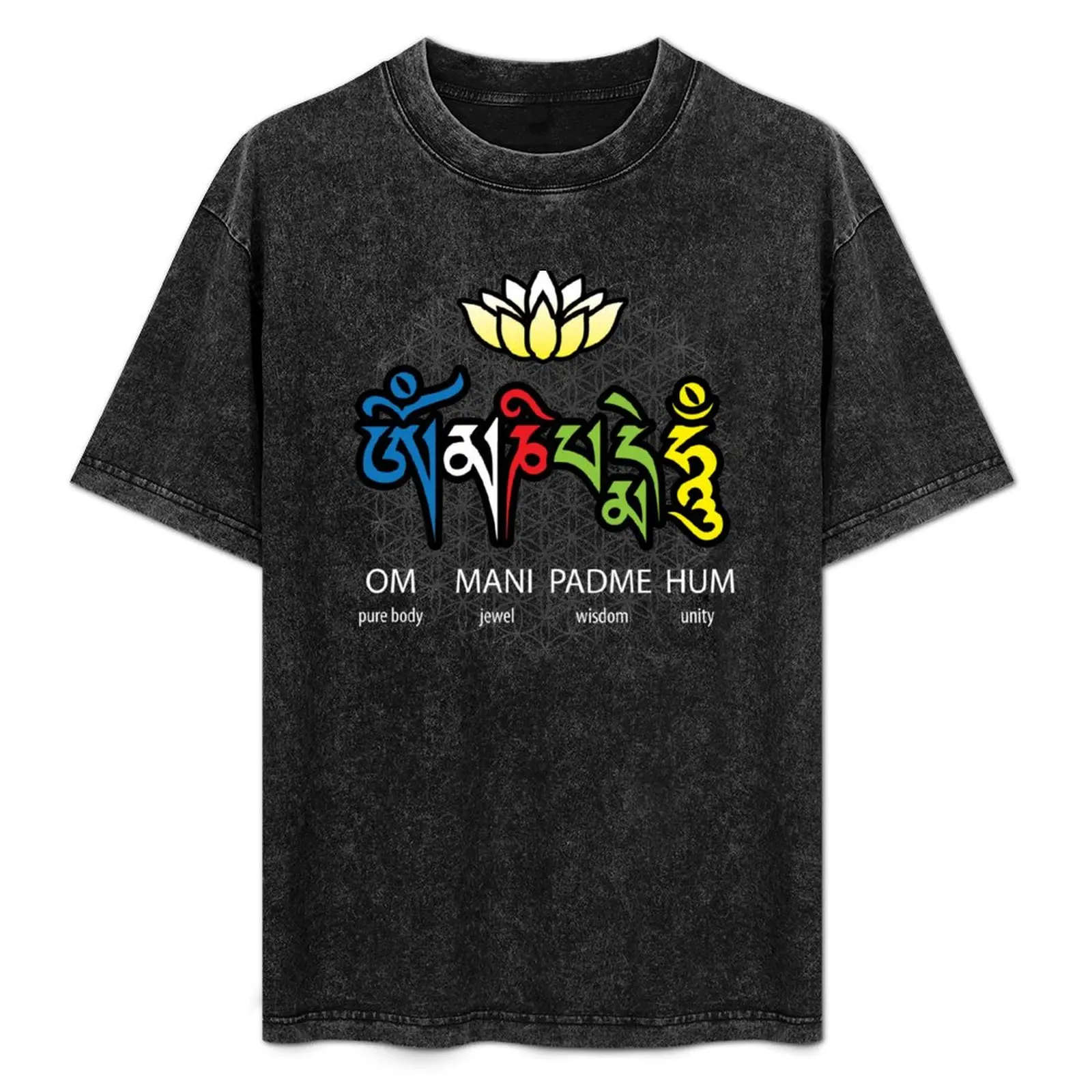 

Om Mani Padme Hum Mantra T-Shirt Basic Simple Casual Short Sleeve Tee