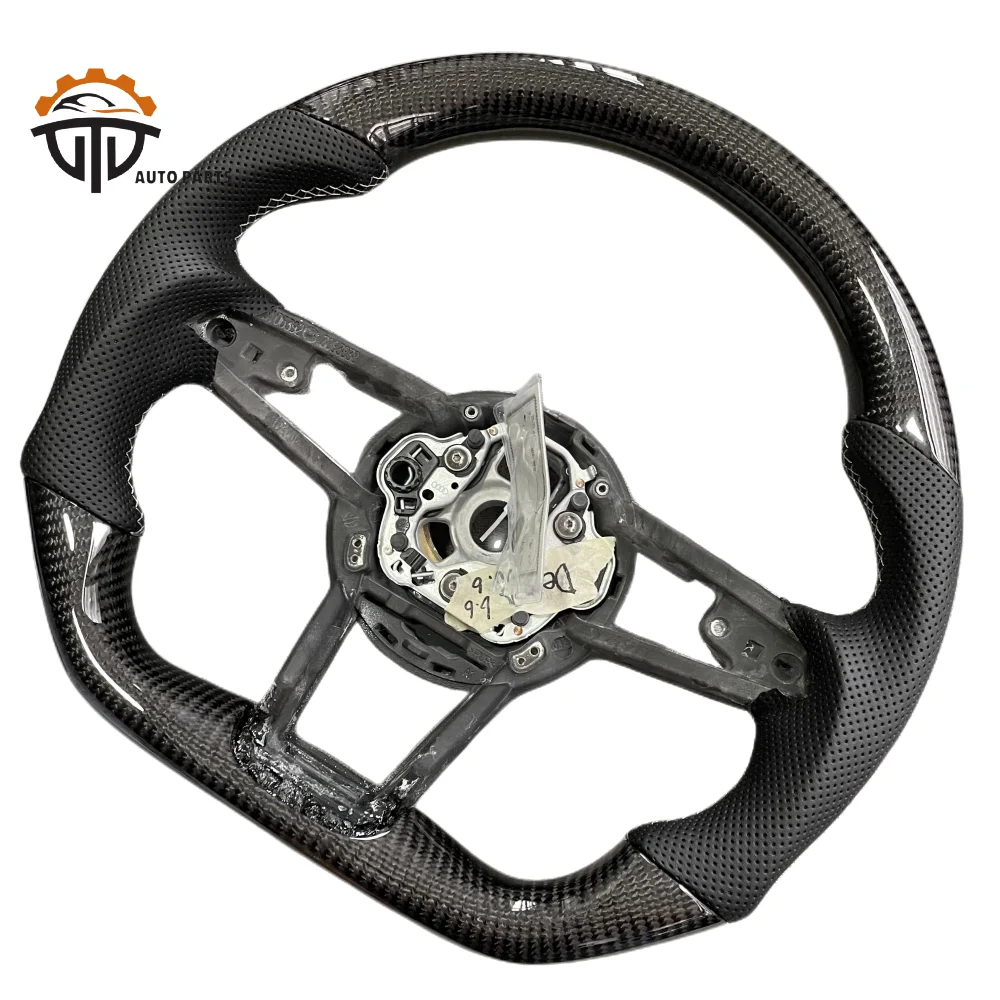 Car Suppliers Glossy Carbon Fiber Steering Wheel With Perforated Leather For Audi R8