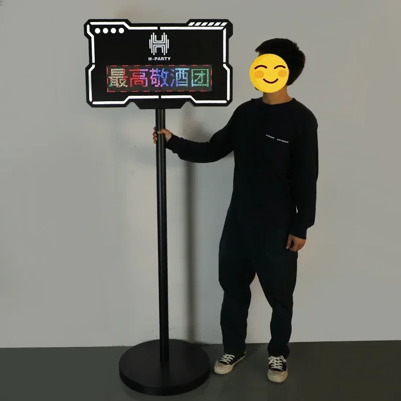 Bar luminous floor billboard mobile APP connection control led display wrought iron black card director reserved sign