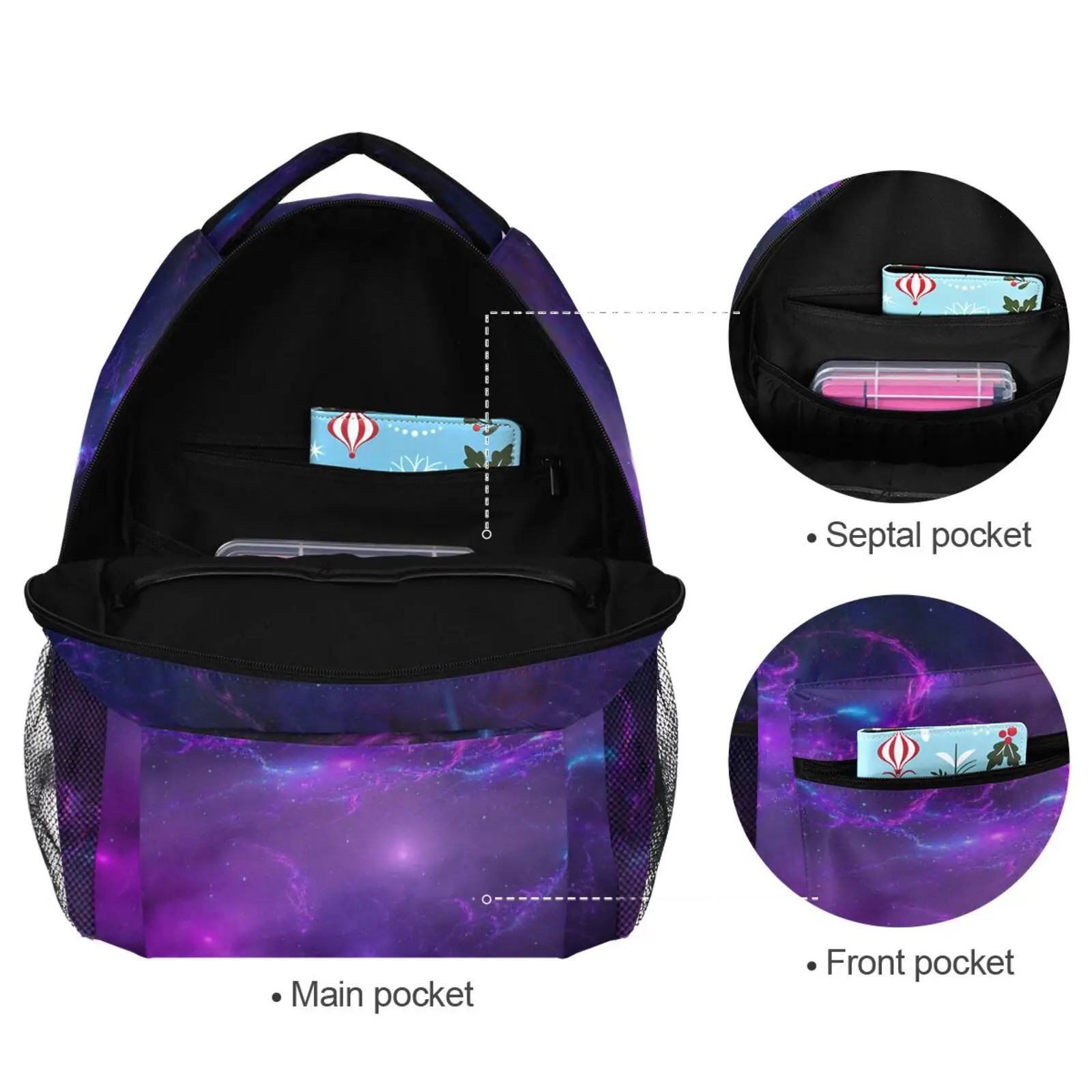 Mochila escolar para niños y jóvenes, mochila de lujo con estampado de cielo estrellado, adecuada para niños y niñas, bolsa para computadora