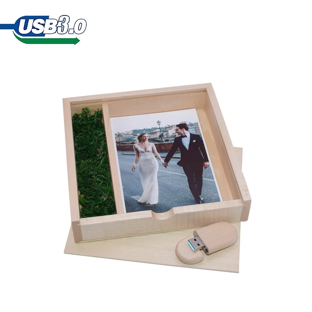 

Wood Album Style High Speed USB 3.0 4GB 8GB 16GB Fashion Gift 32GB 64GB USB+BOX Wedding Photography Free Custom LOGO