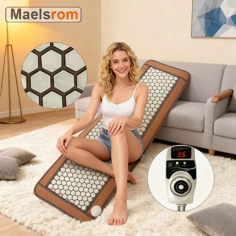 

Natural Jade Mat Emerald Negative Ions Far Infrared Heat Mattress Deep Tissue Massage Cushion for Back Body Pain Relief Heat Pad