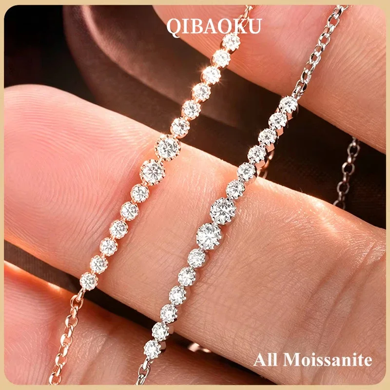 FCGJHW Graduated Round Moissanite Link Bracelets Women GRA S925 Silver 0.24cttw All Lab Diamond Stackable Chain Bracelet 2026