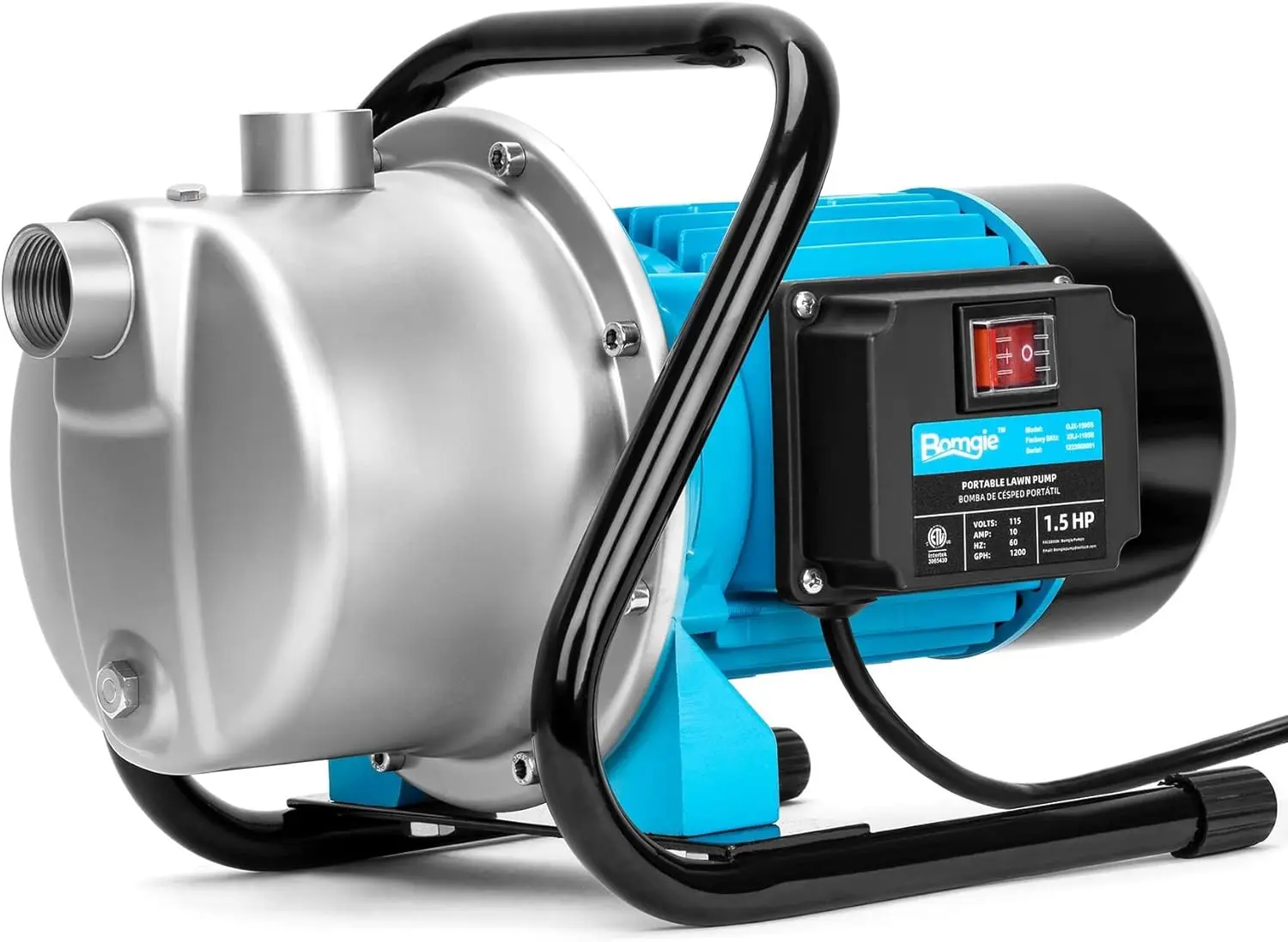 

1.5HP Shallow Jet Well Pump,Portable Water Transfer Pump1200GPH Draining Irrigation Lawn Fountain Booster Pump for Removal