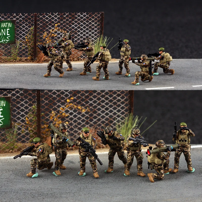 1:72 Scale Resin Modern French Army 7 Soldiers Model Adult Collection Toys Classics Gifts Static Display Desktop Ornament