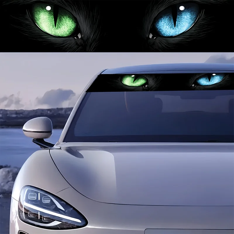 

1 шт., привлекательная наклейка на переднее лобовое стекло автомобиля «кошачий глаз», водонепроницаемая, устойчивая к царапинам, водонепроницаемая наклейка, подарки на Хэллоуин