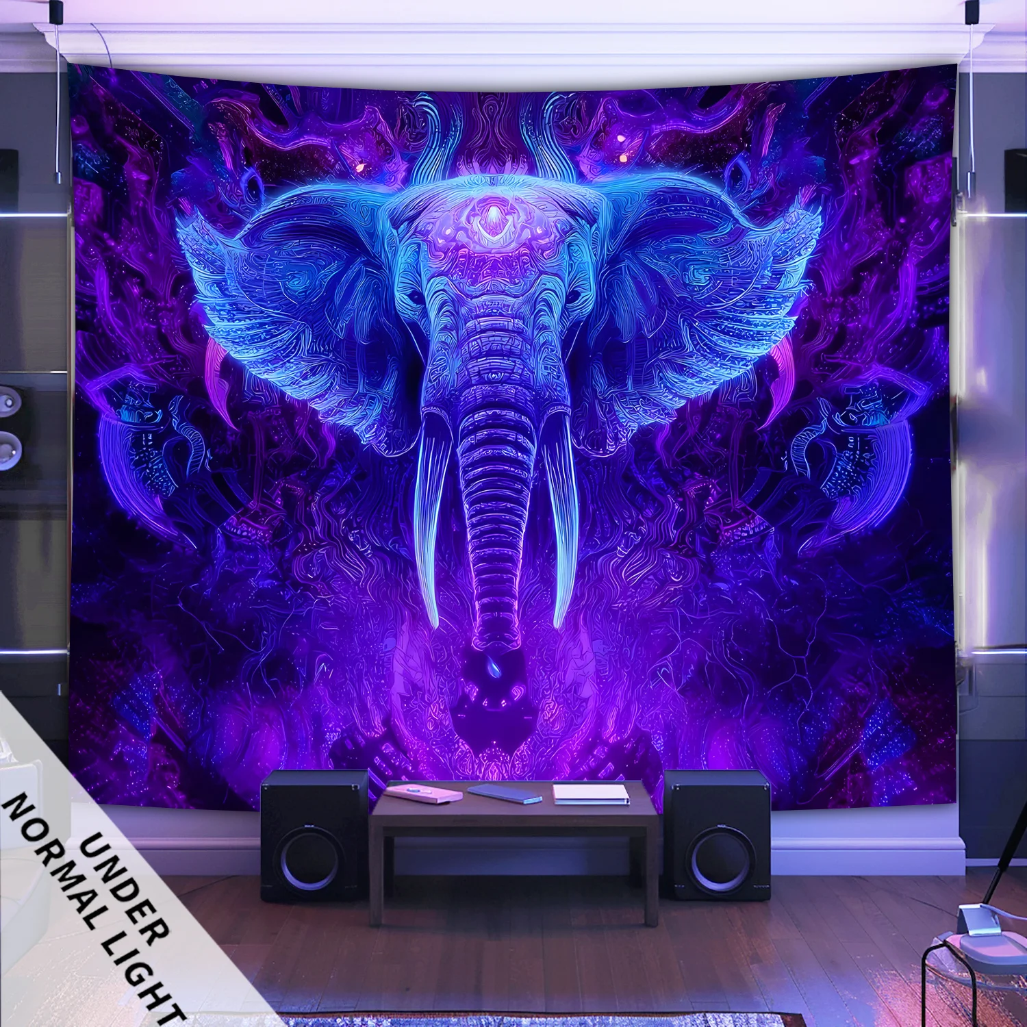VIKAMA Fantasy الأرجواني والأزرق الفيل نسيج نمط البوهيمي غرفة نوم الموسيقى استوديو موضوع غرفة ديكور