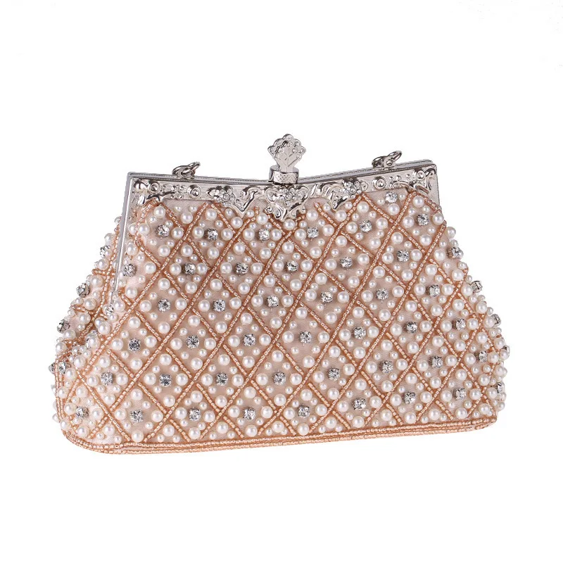 

Chinoiserie Pearl Clutch - Niche Designer Dinner Bag For Women Mini Crossbody Bag With Rhinestone Chain Chic Mini Square Satchel