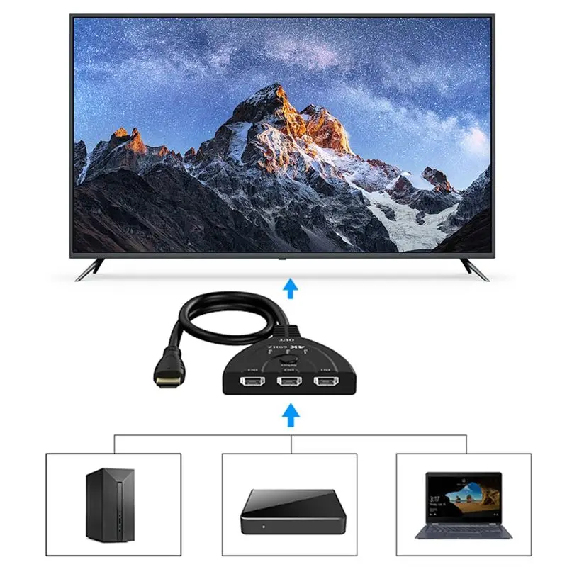 AS95 Plug and Play 3x1 Switcher 4K@60Hz One-Touch Manual Switch for PC for PS4
