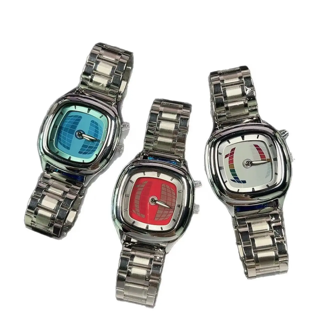 Rote Quarz-Uhr Farbige Quadratische Y2K-Zeiger Zahlen Dual-Display Stahl Personalisierbare Trendige Herrenuhren Business Dynamisches Design Uhr – Detail 16