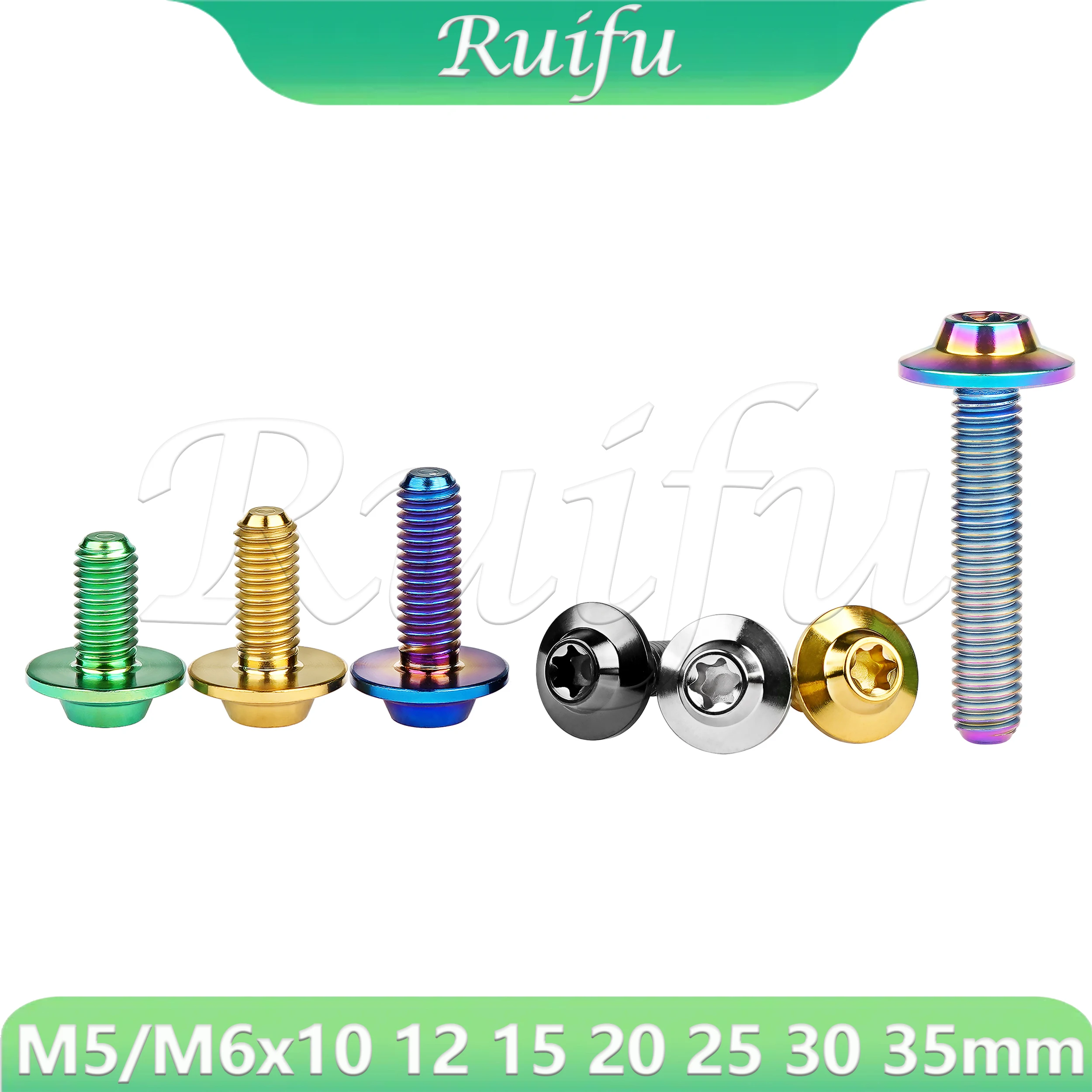Ruifu  Titanium Bolt M5/M6x10/12/15/20/25/30/35mm Butterfly Umbrella Torx Head Screws for Bike Motorcycle Disc Brake