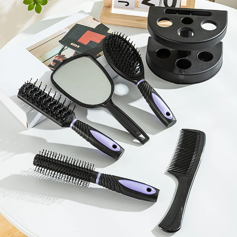 Plastic 5-in-1 Mirror & Comb Set Mirror Comb Set Air Cushion Curly Hair Ribs Comb Girls Special Smooth Hair Massage Fluffy Comb