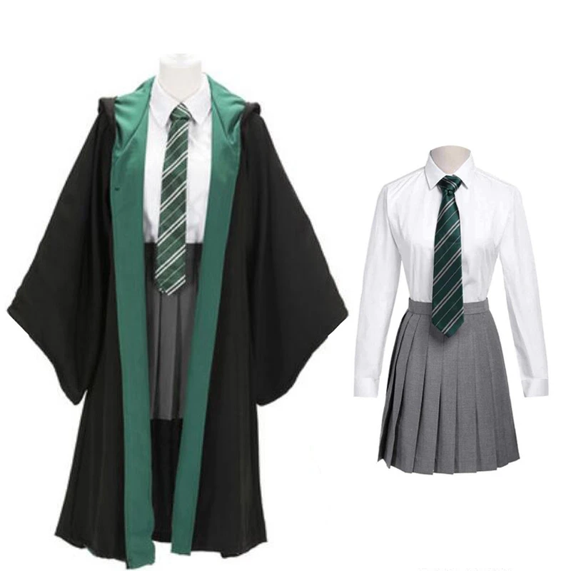 Harry Potter Cosplay Costume para adultos e crianças, Halloween, Hermione, Sonserina, Capa, Gravata, Camisa, Cachecol, Suéter, Festa