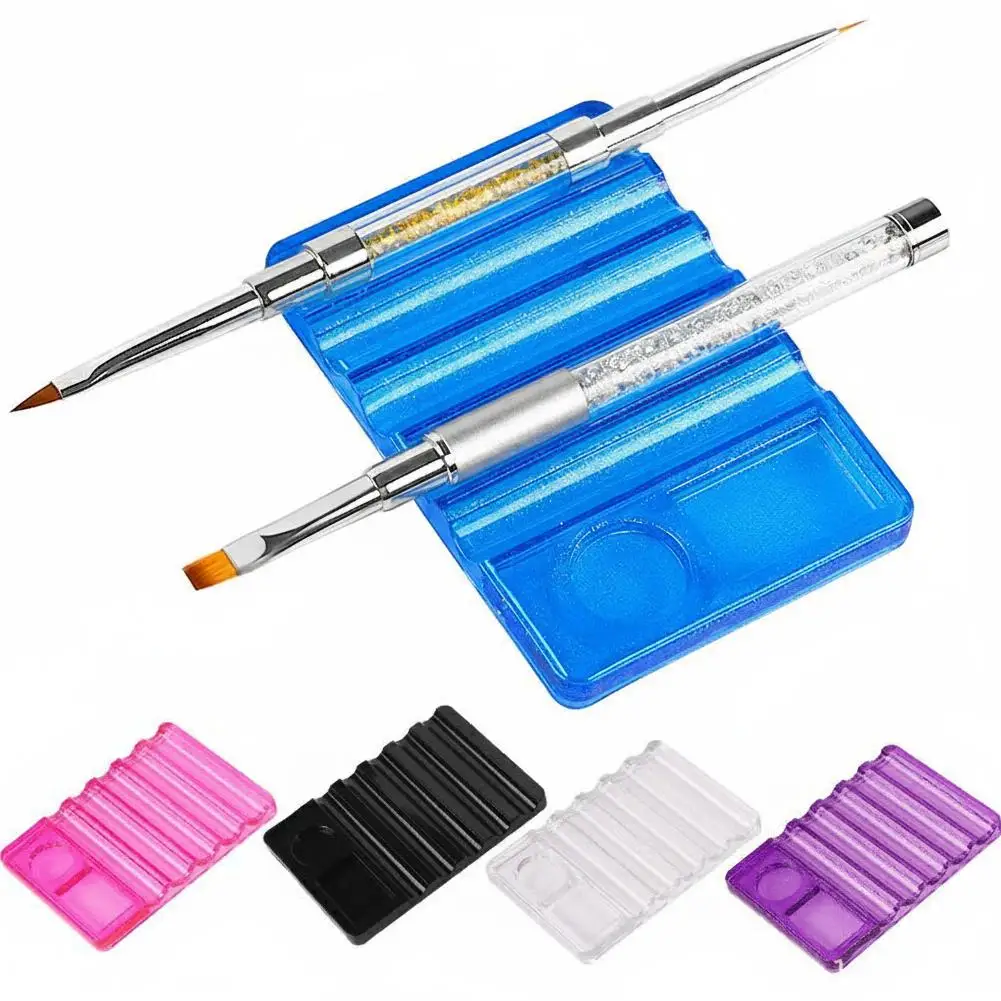 5-Grid Nail Art Pen Holder with Palette Multi-purpose Support Brush Manicure Organizer Makeup Tools Stand Display Rack Stor T0V3