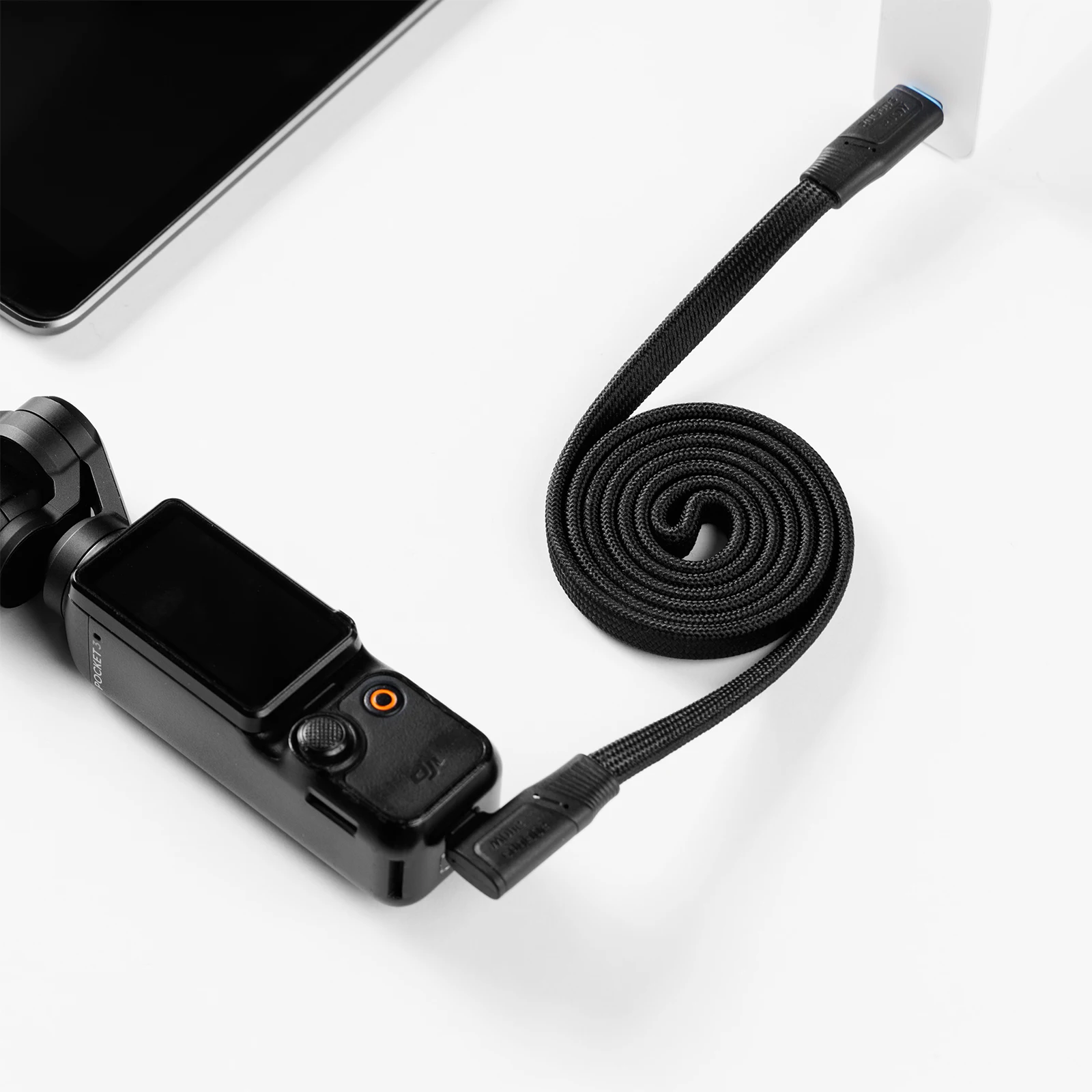 SmallRig USB-C Magnetic Self-Coiling Data Cable 240W 35/60/100cm Straight-to-Angled Cable for USB-C Charging & Data Transfer