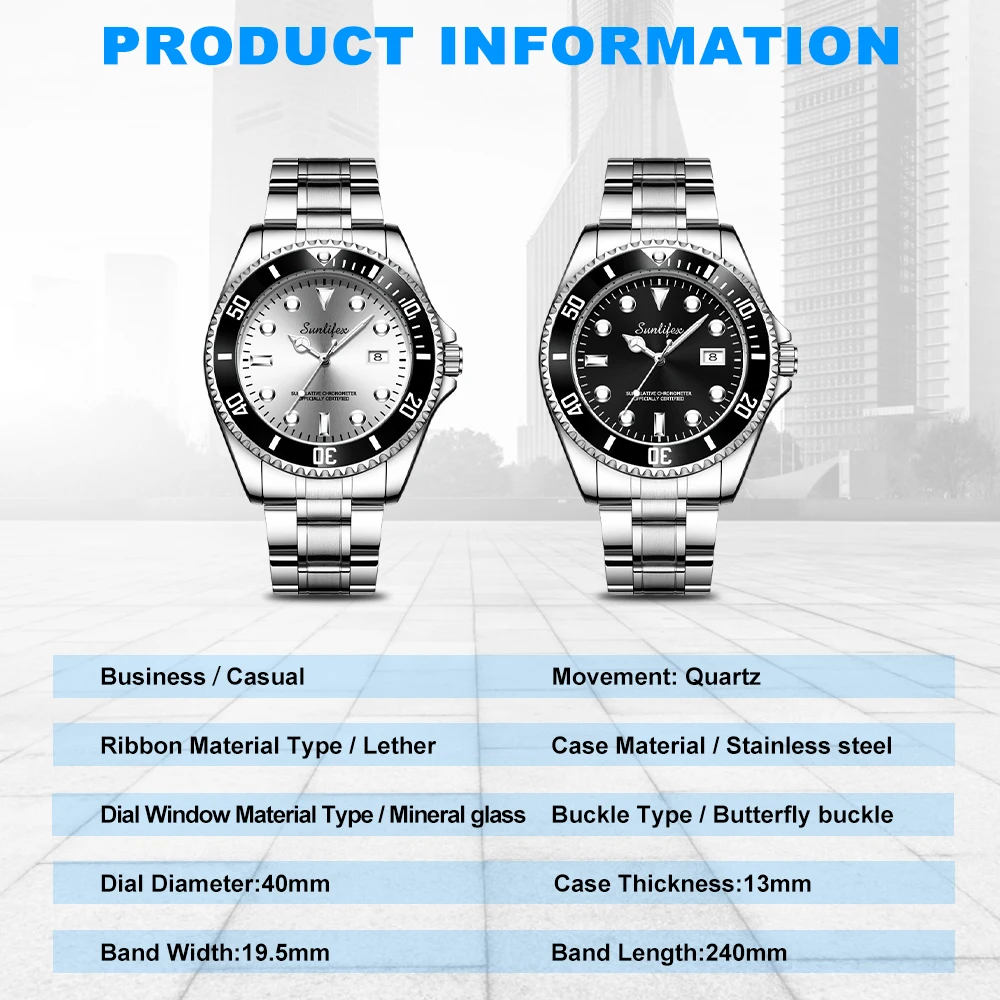 Sunlifex Sports orologio da uomo per il tempo libero Business semplice orologio al quarzo