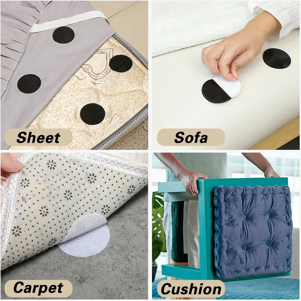 5/10/15Pcs Self-adhesive Fastener Dots Stickers Adhesive Tape Sofa Mat Bed Sheet Carpet Anti Slip Fixing Pad PVC Patch 50mm