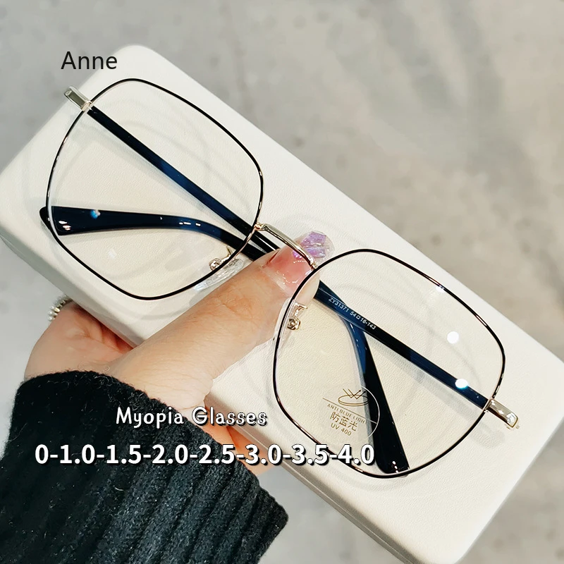 Blue Light Resistant Myopia Glasses Square Frame Myopia Resistant Eyewear Retro Radiation Resistant Short-sighted Eyeglasses