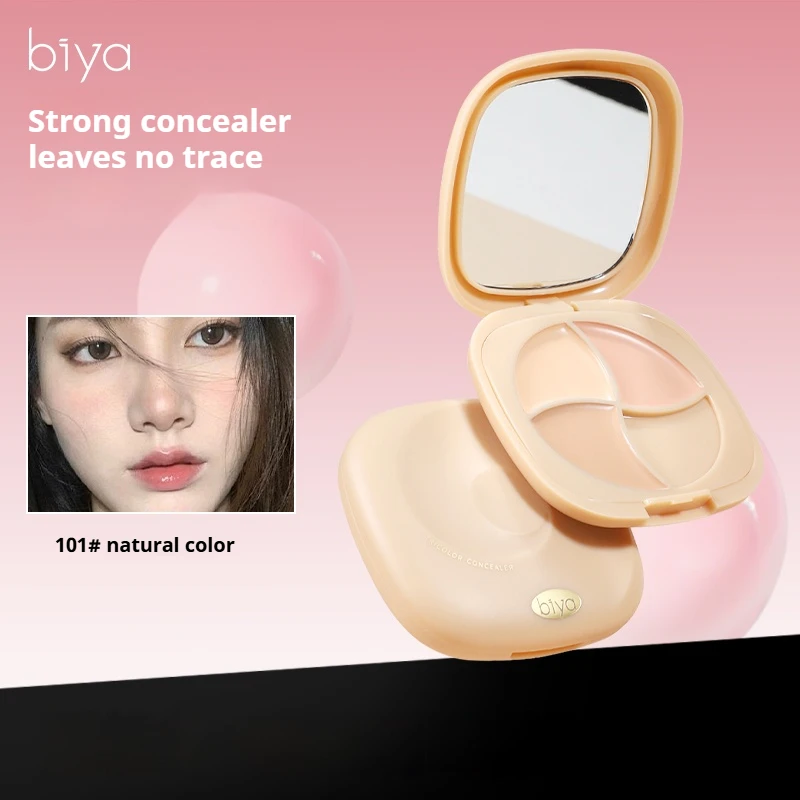 Biya 3-Color Concealer Palette Cream Lasting Brighten Acne Marks Dark Circles Multifunction Face Makeup 9g