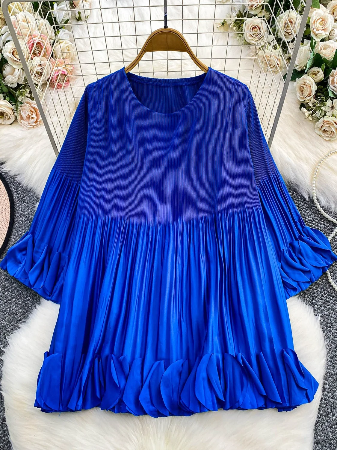   المرأة طويلة Sve irt فضفاضة تناسب مطوي تصميم Faionable Commute Sle جولة Ne ملابس غير رسمية النسخة الكورية