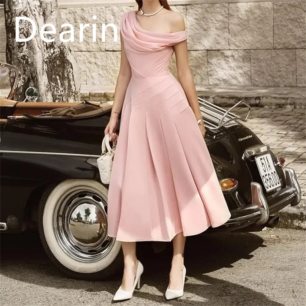 Customized Evening Dress Prom Gown Party Occasion Women YPMWZX One Shoulder A-line Ankle Length Skirts Draped Bespoke  D