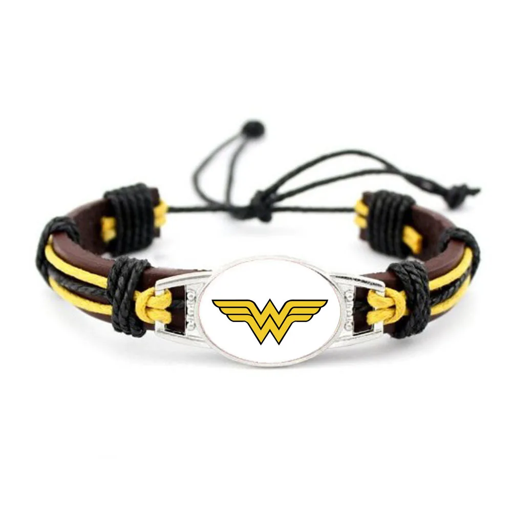 Batman Superman Wonder Woman Green Lantern Bracelet Braided Leather Accessories Movie Peripherals Birthday Gifts