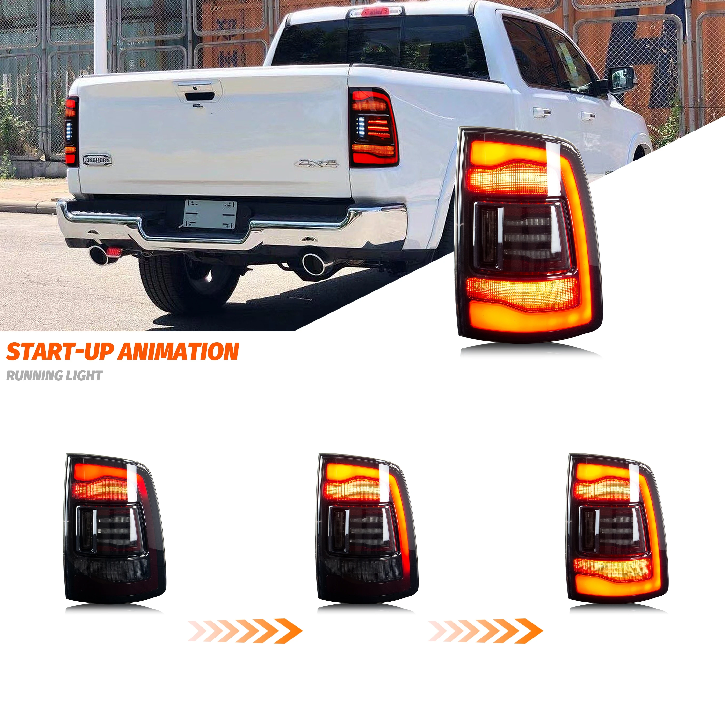 Luzes traseiras led para dodge ram 1500 2500 3500 2008-2018 4a geração animação dinâmica sinal de volta sequencial conjunto de lâmpadas traseiras