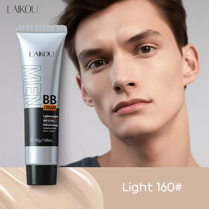 LAIKOU Men BB Cream Waterproof  Foundation  for Face  Concealer Brightening Skin tone Korean Make Up Men's Cosmetics 30g