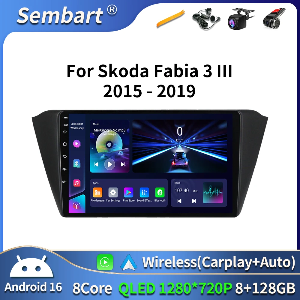 

Android 16 Multimedia Car Radio For Skoda Fabia 3 III 2015 2016 2017 2018 2019 Carplay 4G Wifi GPS RDS DVD autoradio stereo DSP