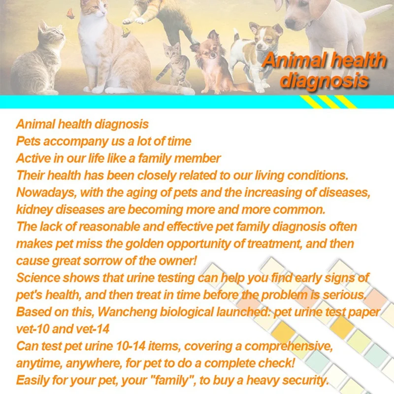 【T330】Pet Urine Testing Strips, 100 Urinalysis Parameter Tests for Dogs,Cats,Vets, Accurate Testing for Veterinarians