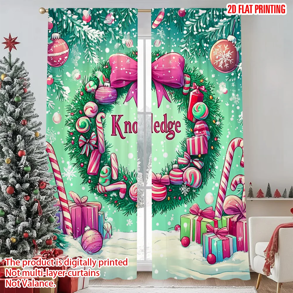 

2pcs 2D flat printing Merry Christmas Popular Drapes Christmas 05 Fabric Without Electricity Versatile for Home Decor